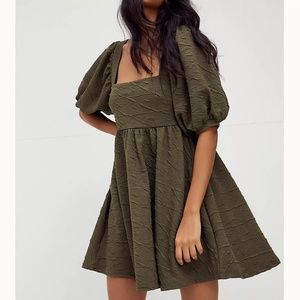 Free People Violet Mini Dress in Olive Smoke